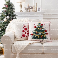 Noël broderie jeter oreiller couvre décor taies d'oreiller forêt vert arbre de noël coussin taies d'oreiller avec Jingle Bells