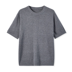 亚麻混纺针织短袖t恤夏季新款休闲商务t恤男式打底衫 - Product Image 5