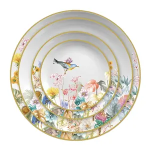 Fijne Bone China Bruiloft Luxe Diner Sets Gouden Rand Online Servies Groothandel