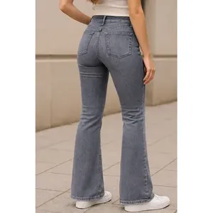 Jeans a Zampa d'Elefante da Donna Adrenaline, Vita Alta, Elasticizzati, Comodi, Traspiranti, Stile Semplice e alla Moda, 5 Tasche - Product Image 3
