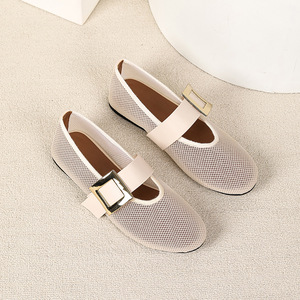 Zapatos Mary <span class=keywords><strong>Jane</strong></span> de malla transpirable para mujer, nuevos, con hebilla cuadrada, punta redonda, correa de boca baja y suela plana. - Product Image 3