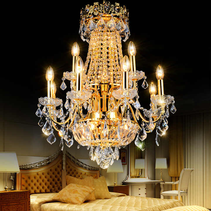 Đèn chùm nến phong cách Mỹ sang trọng hiện đại phòng khách phòng ngủ đảo bếp phòng ăn biệt thự đèn pha lê K9 Pedant