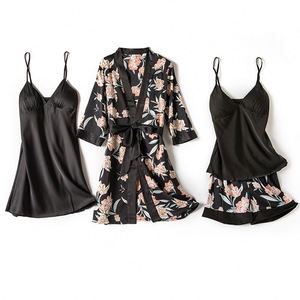 ODM OEM Pyjama d'été confortable pour femme, style décontracté, imprimé floral, en soie et polyester, taille élastique, coupe babydoll, longueur genou, pour la maison - Product Image 4