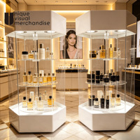 Étagères rotatives en acrylique de luxe pour bijoux, cosmétiques, parfums, jouets dans les centres commerciaux avec couleur et taille personnalisées