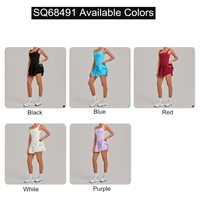 Robe de tennis sans manches pour femme OEM, tenue de plage personnalisée, tissu extensible en nylon et élasthanne plissé, robe de golf avec short