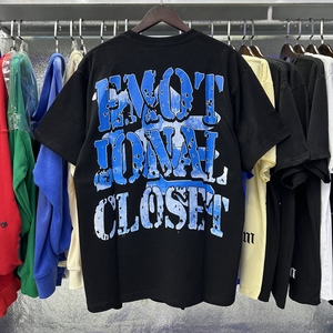 Camiseta de Alta Calidad para Hombre, Estilo Urbano, Vintage, Negra, con Estampado 3D, de Algodón, Personalizable, Lisa, Hip Hop - Product Image 2