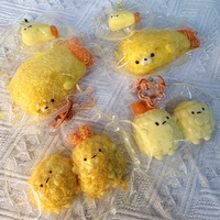 Porte-clés jouet anti-stress en silicone de qualité alimentaire, en forme de poussin de tempura, mignon, à texture pelucheuse, jouet à presser pour soulager le stress