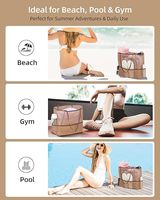 Mesh strandtas voor dames, bovenrits, 11 vakken, afneembaar tasje, machinewasbaar, chique zomerhandtas