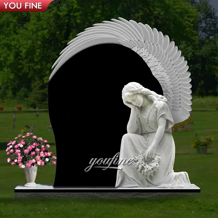 Lápida de Ángel en forma de corazón de granito para cementerio