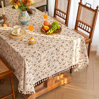 Nappe Rectangulaire en Coton et Lin à Motifs Floraux Vintage Français, Décoration de Table Haut de Gamme Luxe Léger, Housse de Table à Manger