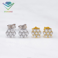 Boucles d'oreilles clous Yu Ying en moissanite VVS couleur D, taille brillant rond, certifiées GRA, testées au diamant, sertissage griffe, idéales pour un cadeau