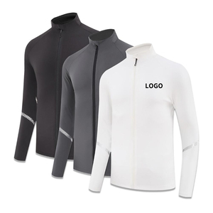 Ropa deportiva para hombre, bloqueador solar, delgada, elástica, de manga larga, chaqueta con logotipo personalizado, chaqueta atlética UPF 50 para gimnasio al aire libre, agujero para reloj - Product Image 2
