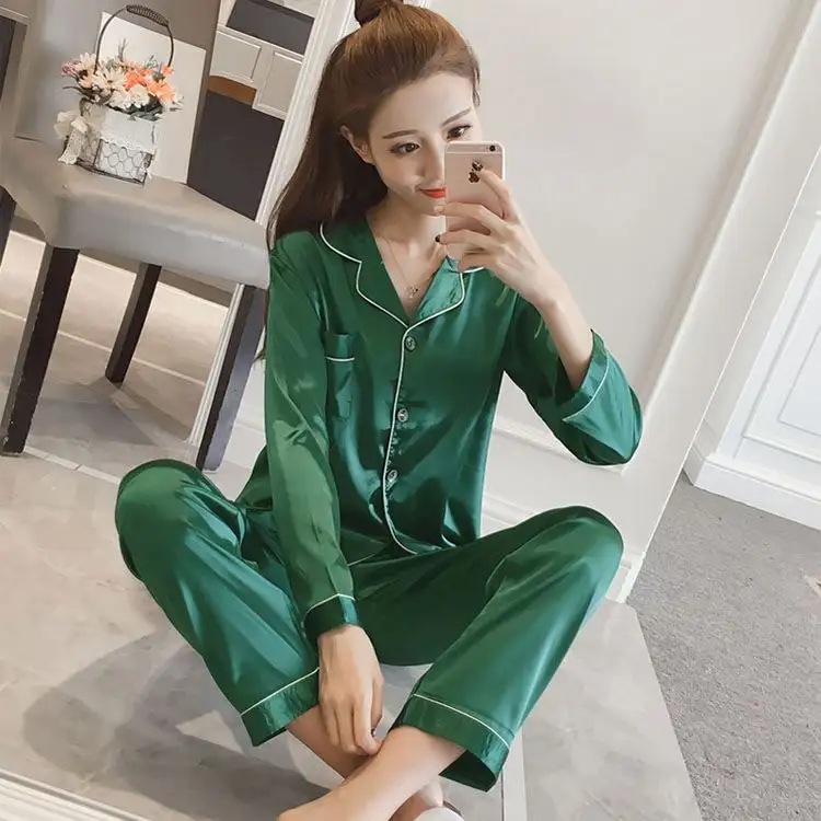 6011 High quality satin sleeping shirts for women long sleeve pajamas pure night dresses for woman night dress gowns