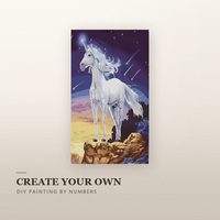 Kit de peinture par numéros DIY, peinture sur toile licorne, 40x30cm, peintures acryliques pré-mélangées, pinceaux, toile numérotée, décoration murale, cadeau
