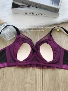 Soutien-gorge push-up ultra-fin et sexy à motif floral et oreilles de <span class=keywords><strong>lapin</strong></span> pour femme, pour poitrines généreuses, avec armatures souples et trois crochets de maintien. - Product Image 4