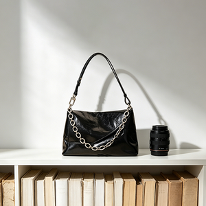 Sacs à main Hobo pour femmes en patchwork de nylon et cuir, à double fermeture éclair, avec anneau en D blanc, logo personnalisé, vente en gros, forte réutilisation - Product Image 2