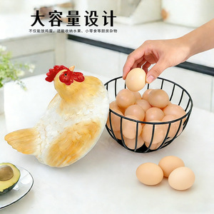 Hen Shaped <b>Egg</b> And Fruit <b>Basket</b> With Lid For Kitchen Storage Eco Friendly Design - Product Image 1