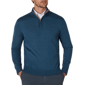 Vente en gros de <span class=keywords><strong>pull</strong></span> pour hommes avec logo personnalisé 70% laine 30% <span class=keywords><strong>cachemire</strong></span> demi-fermeture éclair anti-boulochage tricot hiver Service OEM disponible - Product Image 1