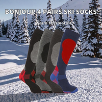 Bonjour 4 paires de chaussettes de ski thermiques haute performance pour hommes, respirantes, multi-tailles, pour chaussures de neige, pointures 11-14