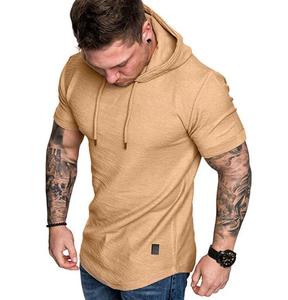 Nuova t-shirt Casual da <span class=keywords><strong>uomo</strong></span> a <span class=keywords><strong>maniche</strong></span> <span class=keywords><strong>corte</strong></span> da <span class=keywords><strong>uomo</strong></span> <span class=keywords><strong>felpa</strong></span> con cappuccio sportiva a <span class=keywords><strong>maniche</strong></span> <span class=keywords><strong>corte</strong></span> da palestra - Product Image 2