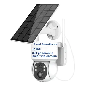 Hd 1080P 360 파노라마 야외 네트워크 태양 와이파이 Ip 카메라 패널 야간 홈 보안 Ptz 돔 와이파이 카메라 배터리