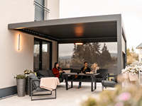 Pergola extérieure en aluminium noir 3x4m avec lames orientables manuelles, autoportante pour jardin, terrasse, cour, ombrage extérieur