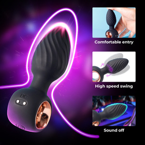 360 ° rotação silicone controle remoto sem fio próstata massageador homens 9-vibração modos anal plug terapia muscular cuidados - Product Image 3
