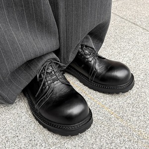 Zapatos de hombre de cuero genuino de primera capa lavado al agua, estilo casual, con suela gruesa y efecto de aumento de altura, ideales para el día a día. - Product Image 2