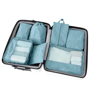 7 em 1 Travel Organizer Bag Set Leve Viagem Bagagem Organizador Sacos 7 Pcs Embalagem Cubes Travel Bag Set