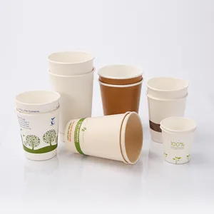 Nemen Weg 3Oz 4Oz 6Oz 8Oz 10Oz 12Oz Composteerbaar Biologisch Afbreekbaar Wegwerp Pla Cafe Ecofriendly koffie Paper Cups Met Deksel