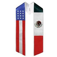 Drapeau National Mixte Mexique Graduation Étole En Gros Broderie Ceinture Angle Fin Garniture Blanche