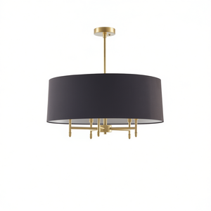 Presidio 5-<b>Light</b> Black Drum Shade Chandelier Modern Pendant <b>Light</b> for Home Decor - Product Image 1
