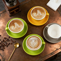 Ensemble de tasses à café en céramique épaissie personnalisées, réutilisables, pour cappuccino et latte, standard professionnel, compétition, grande ouverture, 250 ml
