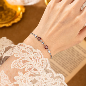 Pulsera de Trébol de Cuatro Hojas con Gemas de 4mm de Colores, Piedra Natural, Plata de Ley 925, Joyería para Mujer, Venta al Por Mayor - Product Image 4