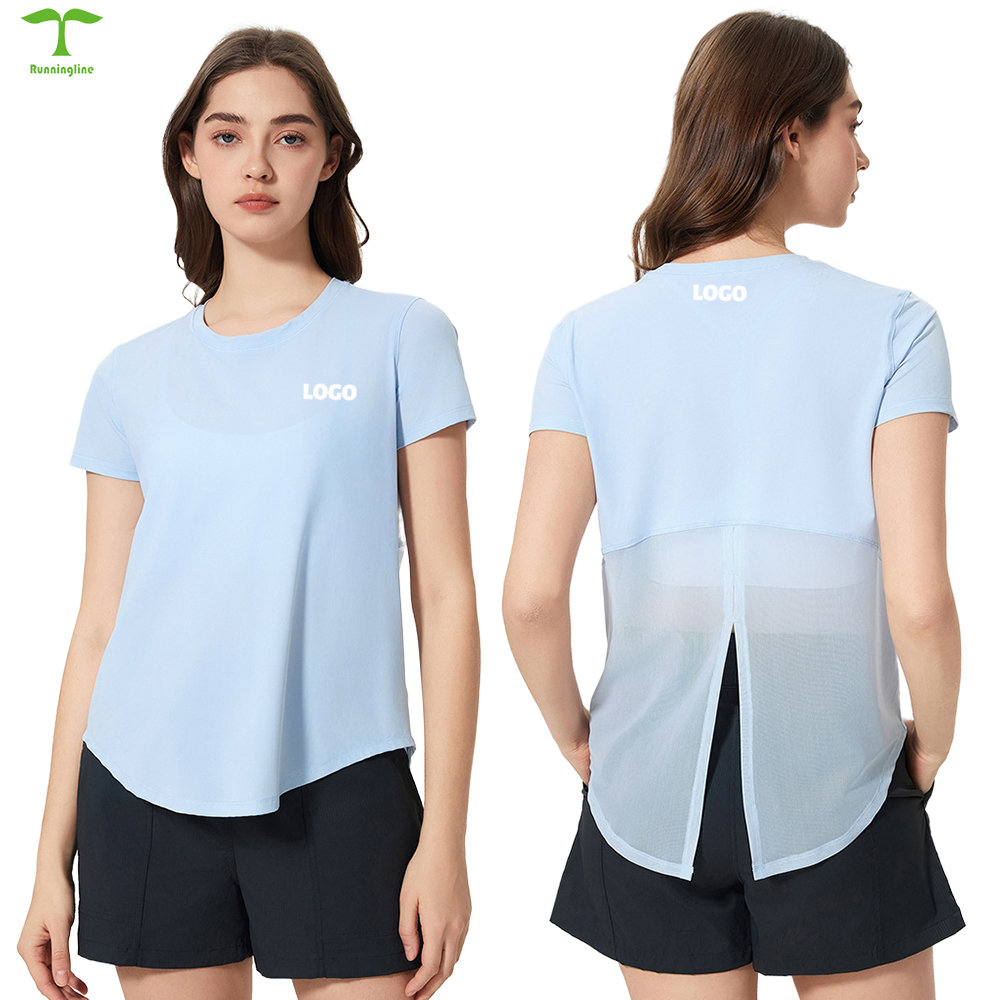 Custom Quick Dry Loose Breathable Leisure Running Fitness Short Sleeve T-shirt Yoga Top