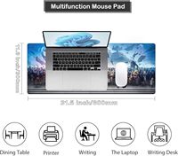 Tapis de souris XXL surdimensionné à motif floral personnalisé, imperméable, antidérapant, avec bordure renforcée