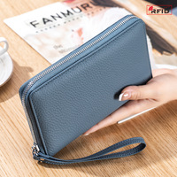 Nouvelle Pochette de Voyage Multifonctionnelle en Cuir Véritable Anti-Vol avec Blocage RFID et Fermeture Éclair, Grande Capacité pour Cartes, pour Femmes