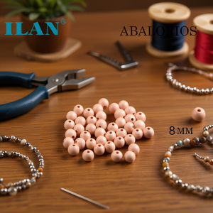 ILAN Abalorios Perline di legno rosa da 8 mm 80 pezzi per la creazione di gioielli - Product Image 3