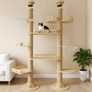 Luxury Floor to Ceiling <strong>Wooden</strong> <strong>Cat</strong> <strong>Tree</strong> Tower with Climbing Platforms and Scratching Posts <strong>Cat</strong> <strong>Tree</strong> - Product Image 1
