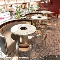 Ensemble de table et de chaises de salle à manger rondes modernes de luxe en pierre frittée, 4, 6, 8 places, meubles de restaurant, designs de restaurant de fondue