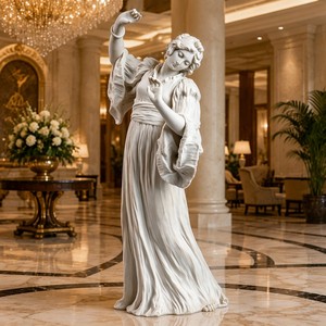 Sculpture personnalisée en marbre Melpomène - Muse Tragique - Figurine classique sur mesure de la Tristesse avec manches bouffantes pour intérieurs de luxe - Product Image 5