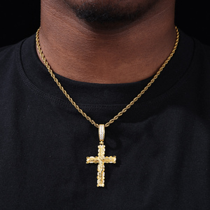 Joias Religiosas Hip Hop, Pingente Crucifixo de Jesus em Prata Esterlina 925 com Moissanite VVS, Bicolor e Cravejado, para Homens - Product Image 5