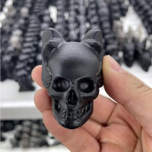 Calaveras de Obsidiana Negra, Talladas a Mano en Cristal, Artesanías de Cristal con Forma de Animales, Calaveras de Cristal Únicas - Product Image 2
