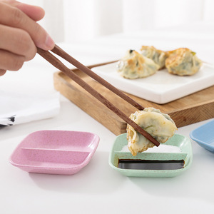 Creative Wheat Straw Seasoning Dish Square Divided Soy Sauce Vinegar Condiment Plate For Hotel Party Use - Product Image 2