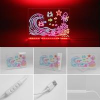 Lampe de bureau LED carrée en acrylique avec tableau d'affichage lumineux, changeant de couleur RGB/blanc chaud, surface d'écriture réutilisable pour salon