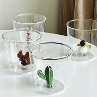 Cadeau créatif, figurine d'animal 3D créative, tasse en verre, tasse à eau en borosilicate résistante à la chaleur pour la maison, boissons chaudes et froides