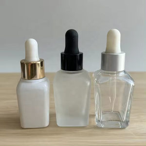 Frasco cosmético de aromaterapia cuadrado esmerilado transparente, cuentagotas de vidrio recargable, botella de pipeta de aceite esencial, crema facial, caída de laboratorio - Product Image 3