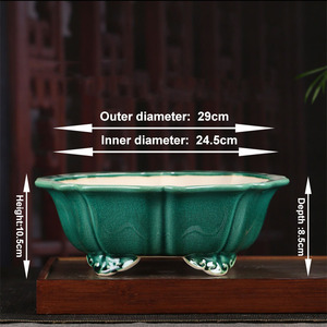 Pots à Bonsaï en Céramique Yixing Modernes <span class=keywords><strong>de</strong></span> Capacité Moyenne, Durables, Motif Irrégulier Classique Glacé Crème, Jardinières Murales pour Plantes - Product Image 5