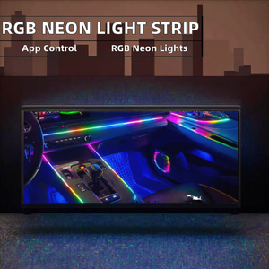 Bande lumineuse au néon RVB à <span class=keywords><strong>LED</strong></span> pour style d'intérieur automobile Éclairage d'ambiance intérieure ambiante pour porte de tableau de bord - Product Image 2
