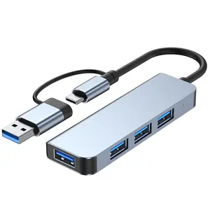 Stasiun Dok Tipe C ke Usb Hub 4/7/8-in-1, stasiun Dok Usb 3.0 5gbps dan 3 Usb2.0 4 port Ultra ramping colokan Splitter Usb dan putar